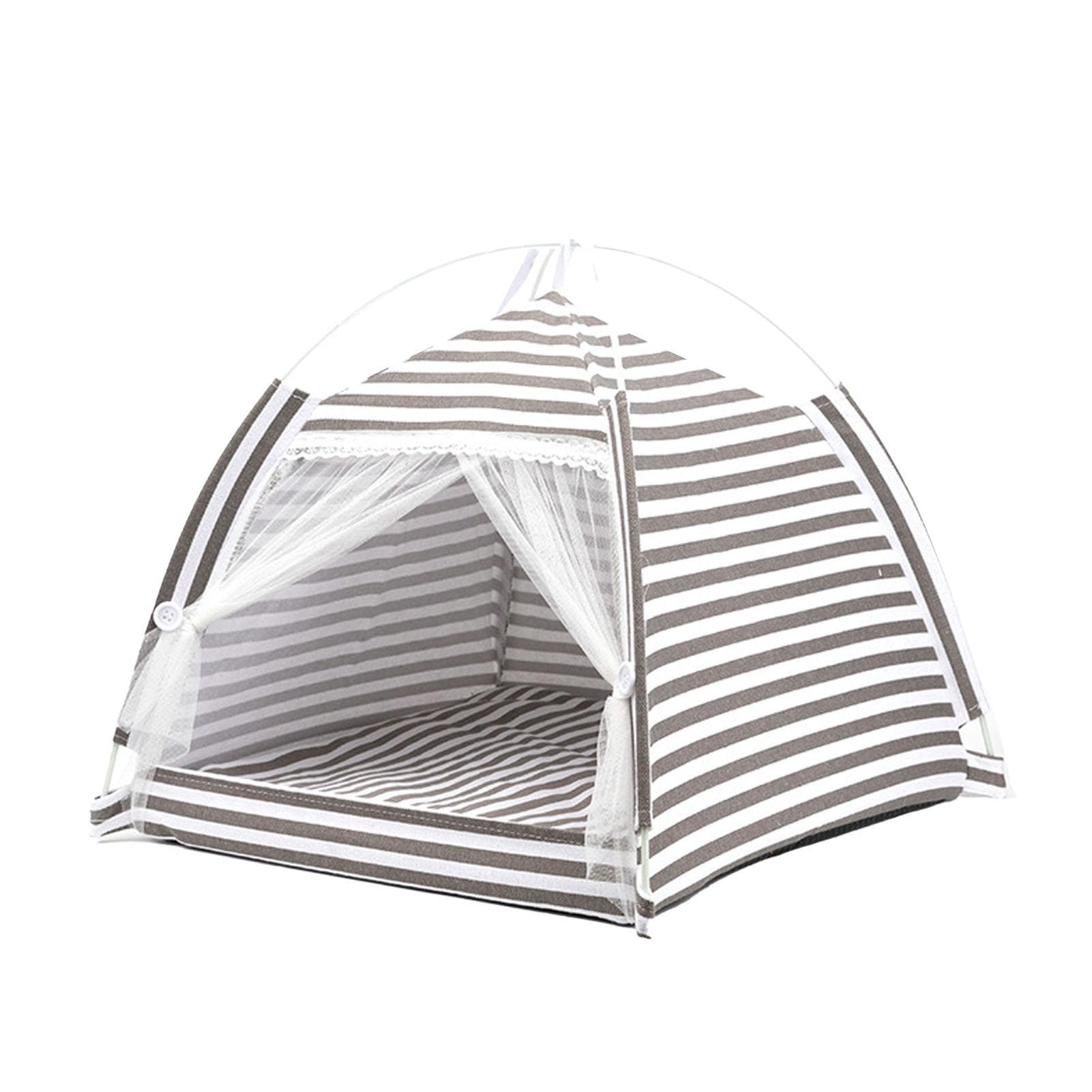 Warm Pet Sleeping Tent Removable Cotton Linen Pet Indoor Tent for Cats Dogs Small and Medium Sized