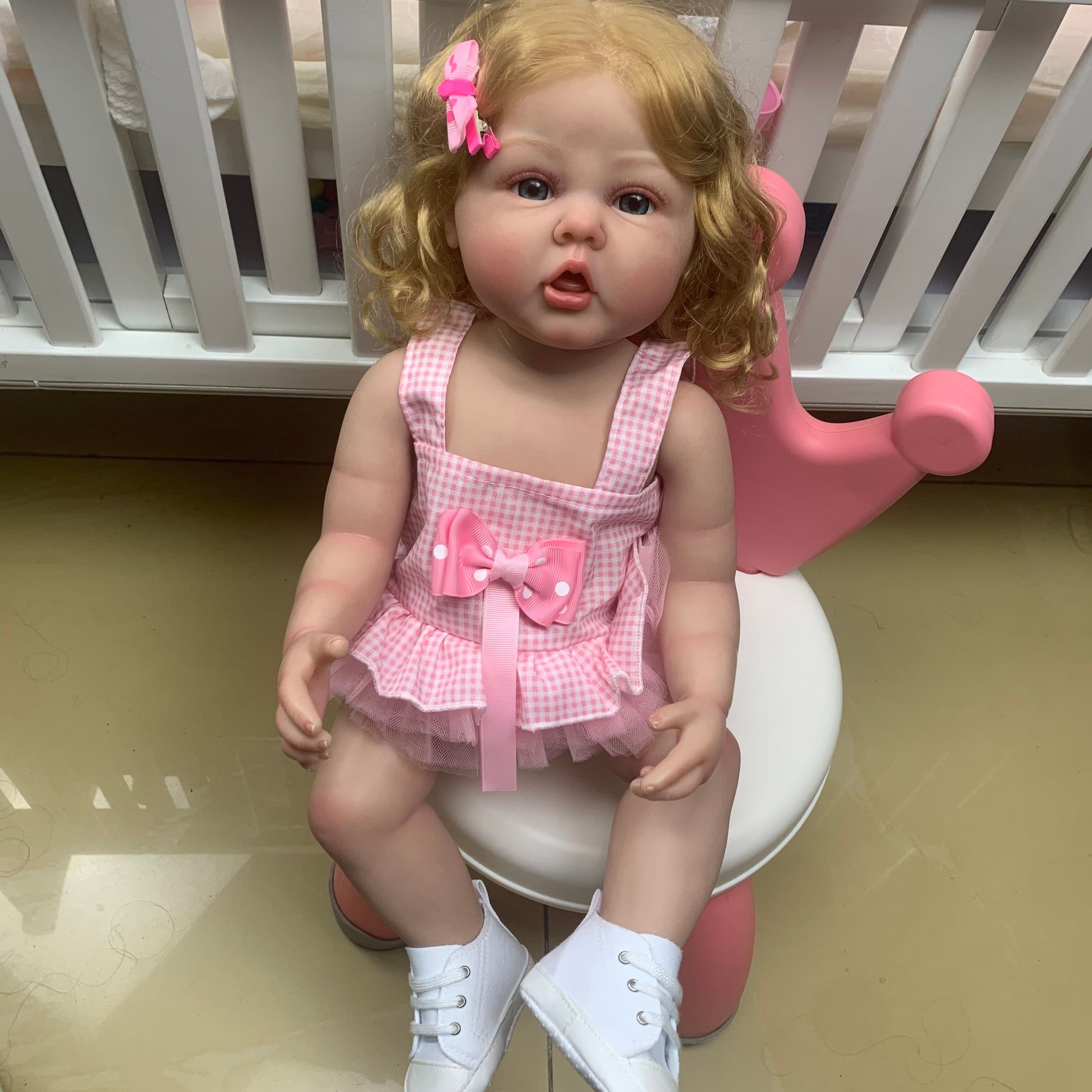 3D Skin Soft Touch Full Silicone Body 55 CM Reborn Baby Doll For Girl Birthday Gift Bath Toy