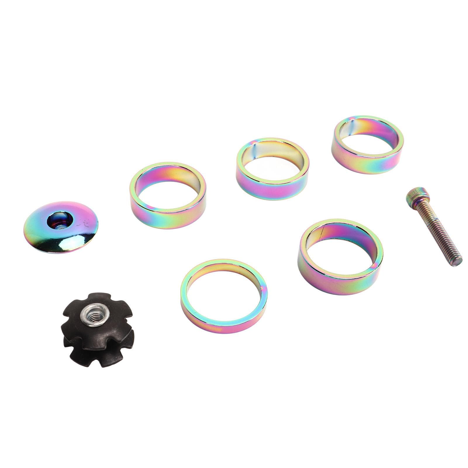 28.6mm Bike Headset Spacers Aluminum Alloy Colorful Stem Top Cap Headset Star Nut Set for Mountain