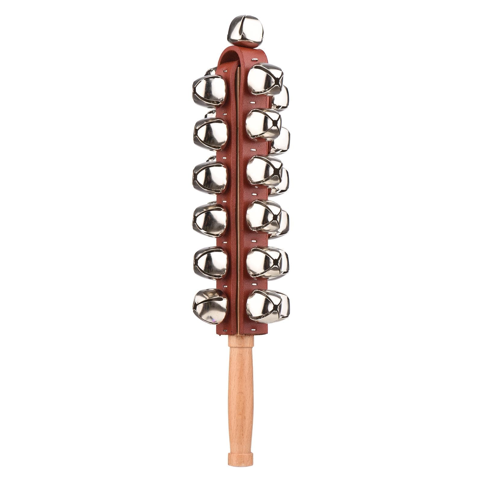 Hand Jingle Bells Hand Sleigh Bells Wooden Shaker Jingle Bells Stick Musical Percussion Instrument red