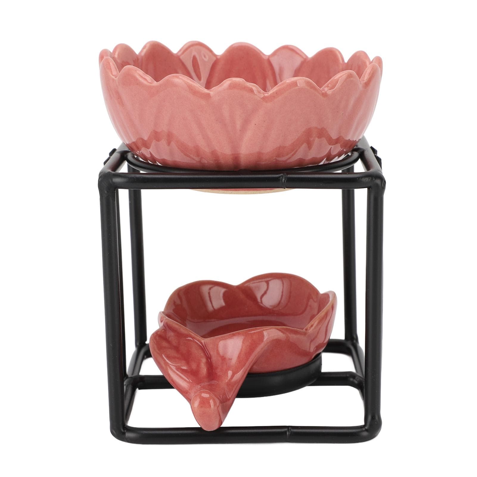 Tealight Candle Holder Wax Melt Warmer Ceramic Iron Black Frame Pink Holder Vintage Essential Oil