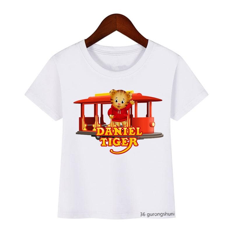 Fashion Children’S Tshirt Cute Daniel Tiger’S Neighborhood Cartoon Print Boy’S T-Shirt Summer Harajuku Girls T Shirts White Tops 120