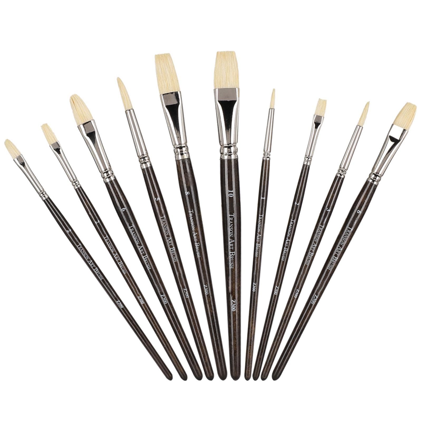 10Pcs Oil Painting Brushes Brown UV Holder Gouache Watercolor Drawing Pen Art Supplies