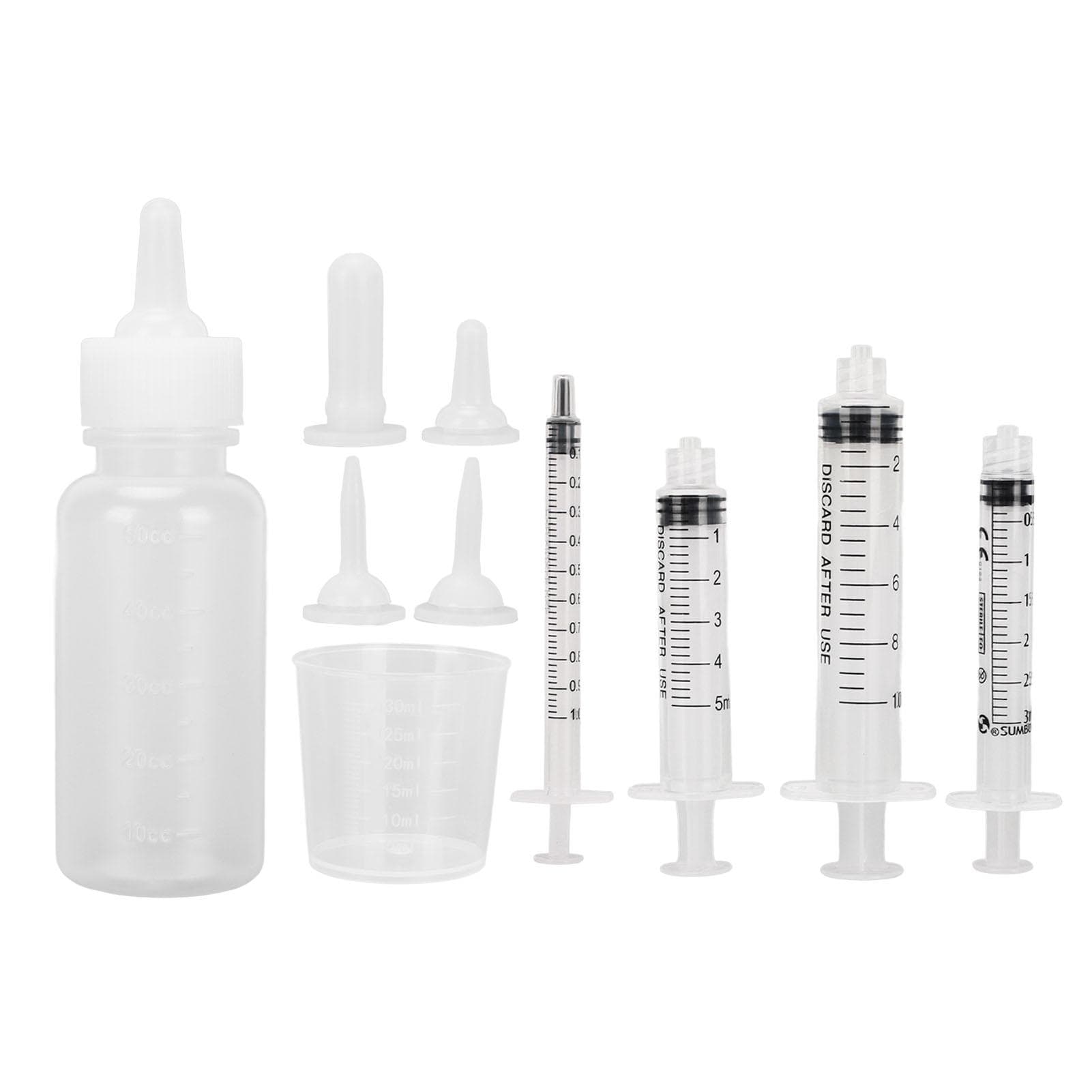 Pet Nursing Bottle Kits Professional Replacement Nipple Flow Rate Control Kitten Feeding Bottles white