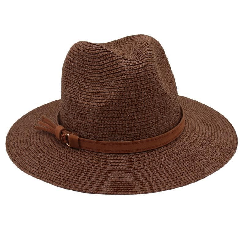 Top hat yellow belt accessories jazz Panama straw hat Fedora hat Panama brown