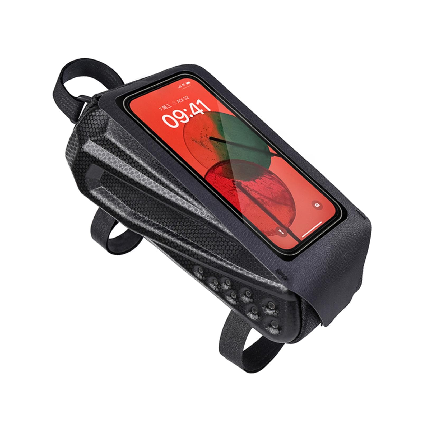 Bike Frame Bag for Riding EVA Hardshell Top Tube Bike Bag with Rainproof Flip Cover and Reflective