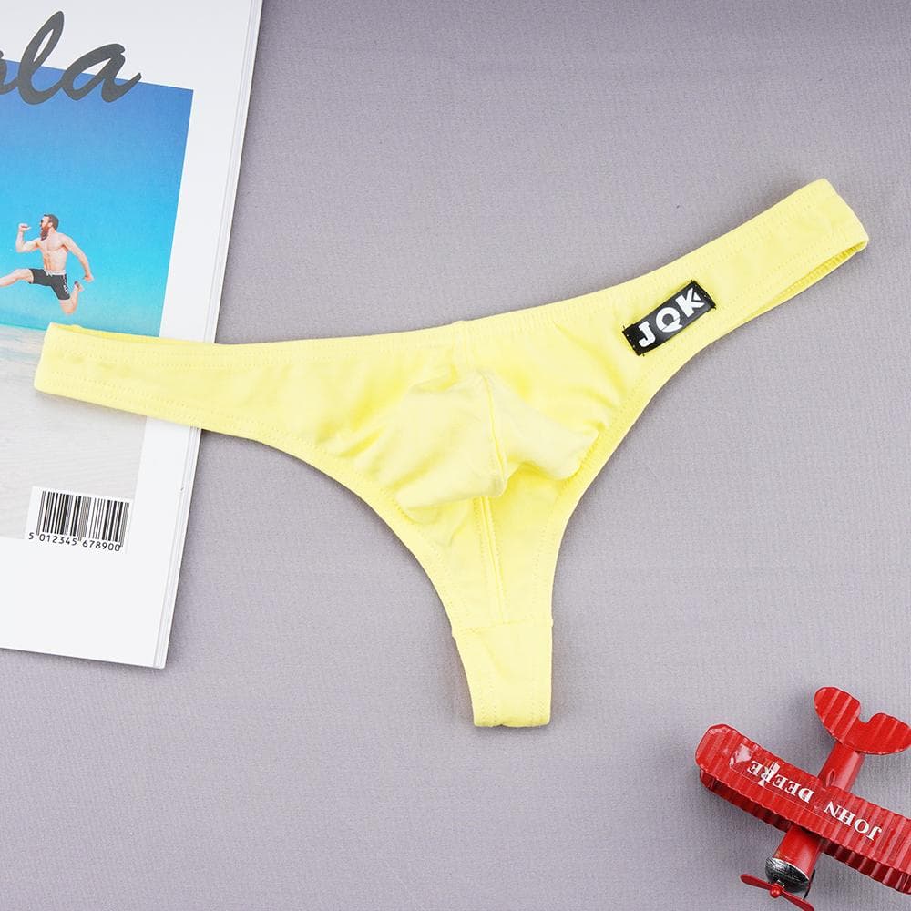 Men's Cotton Panties Elastic Ultra-thin Breathable Size M-XL Briefs Man Underwear Thongs M yellow