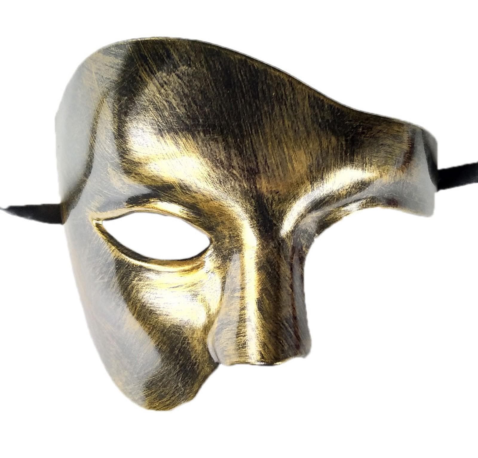 Masquerade Mask Vintage Phantom Of The Opera One Eyed Half Face Costume One Size gold