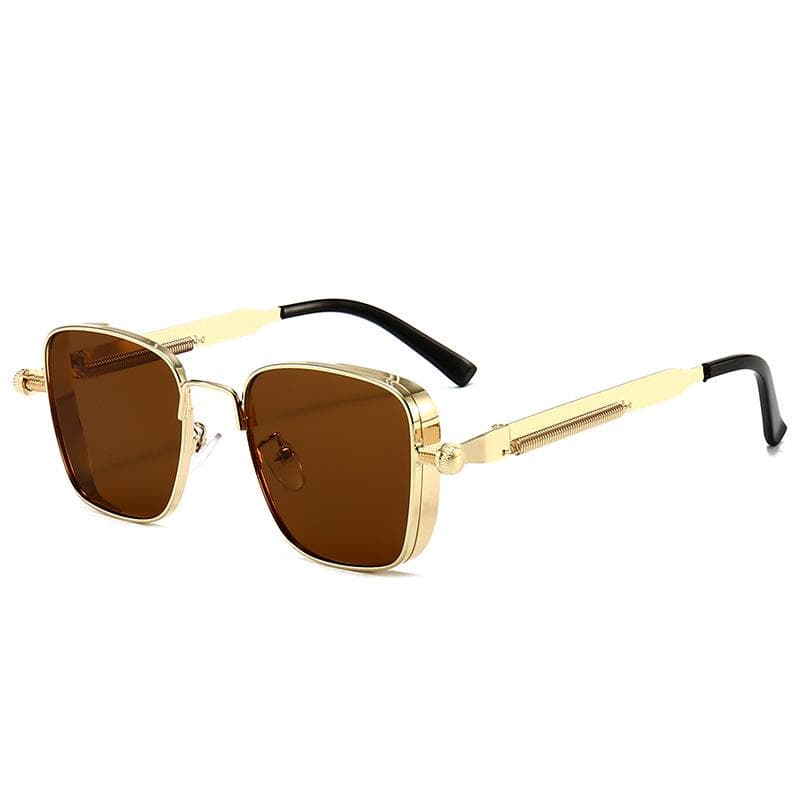 New Retro Box Edging Steam Punk Mens Sunglasses with Metal Springs European American Style Indian Eyewear