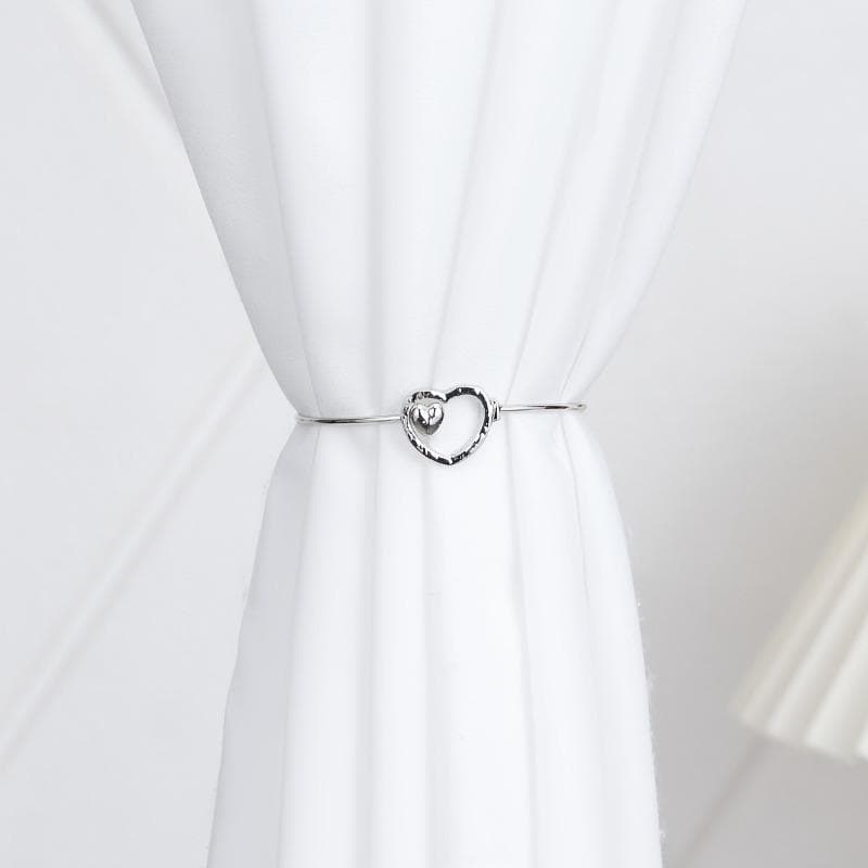 Elegant Heart Shaped Metal Curtain Ties - Classic Home Decor Accessories silver
