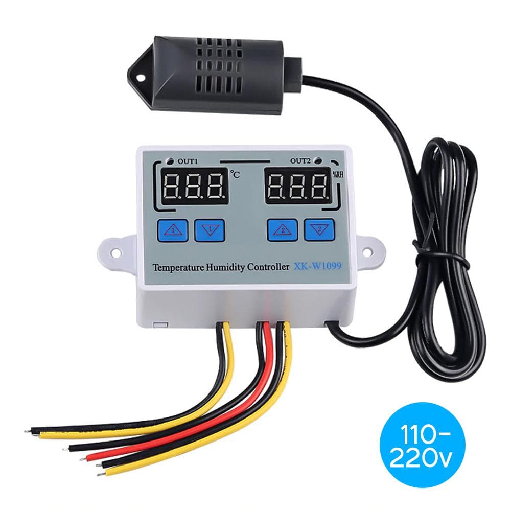Dual Digital Temperature Humidity Controller Home Fridge Thermostat Humidistat Thermometer AC110-220V