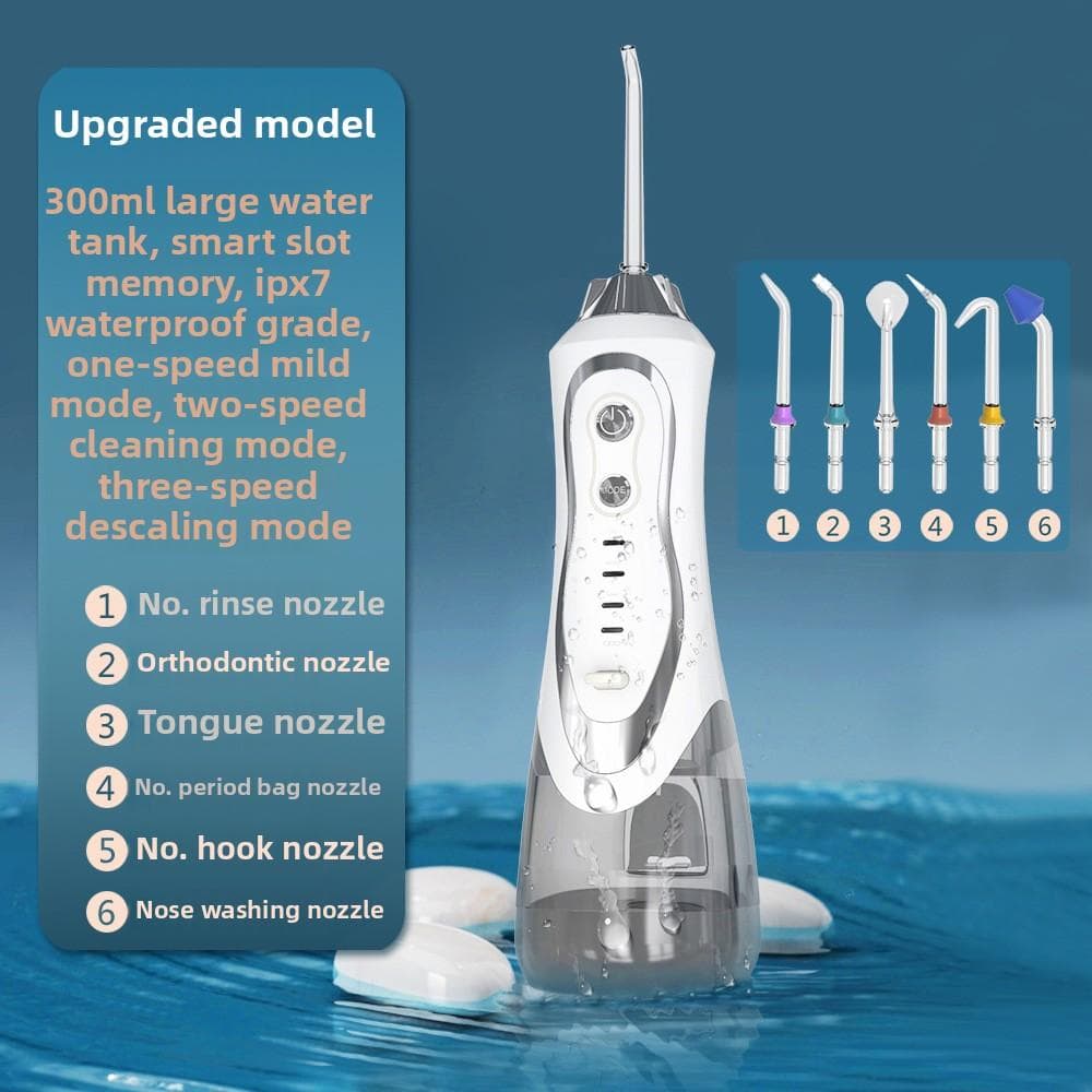 Large Water Tank, Electric Tooth Flusher, Strong Tooth Scrubber, Calculus Pulse Teeth, Orthodontic Tooth Scrubber, Water Floss, Waterproof.