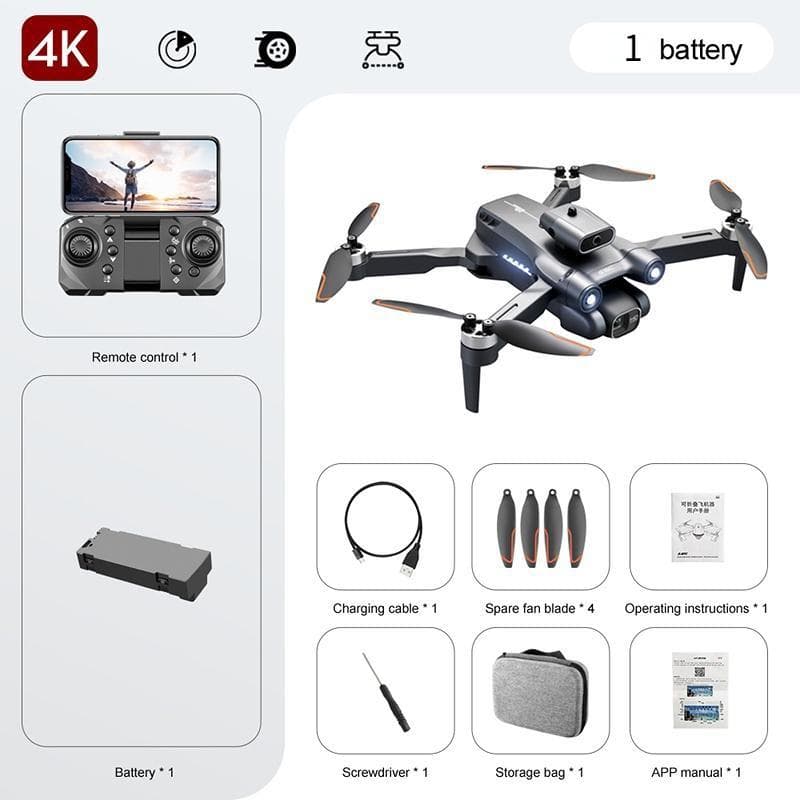 S1S Remote Control Drone 4/6K HD Dual Camera Obstacle Avoidance WIFI FPV Optical Flow Brushless RC Dron Foldable Quadcopter 3KM Four-axis Aircraft 4K-1 Battery