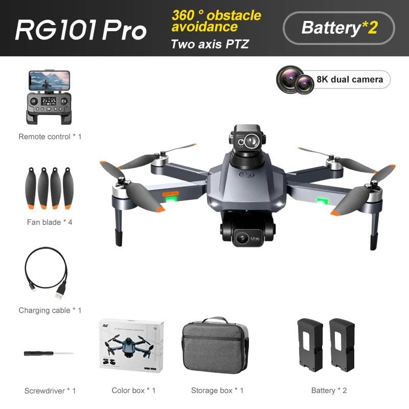 RG101 PRO Drone GPS 2-Axis Gimbal Professional Drone with HD Camera WIFI FPV Brushless Quadcopter Obstacle Avoidance Remote Control Toy With OAS-2B