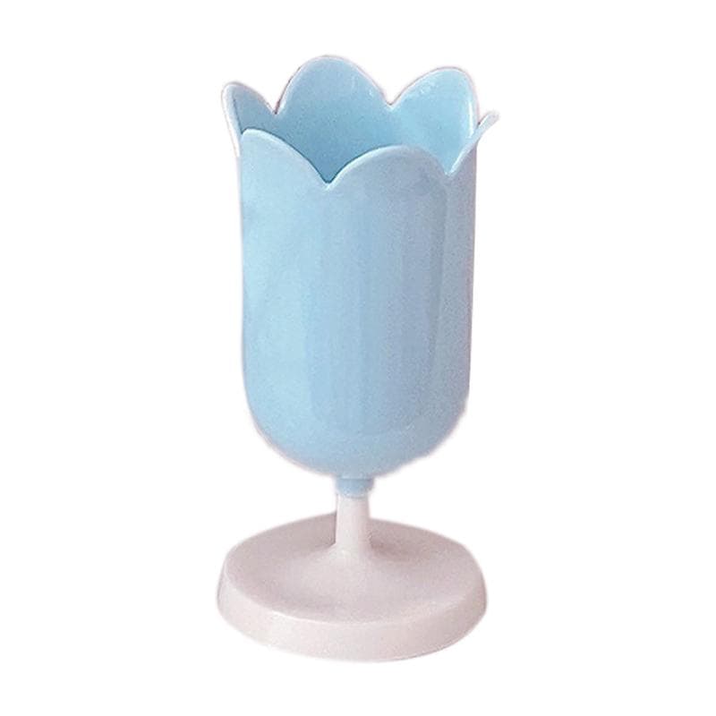 Pen Holder Tulip Shape Innovative Vintage Photo Props Large Capacity Pencil Holder for Office Study blue
