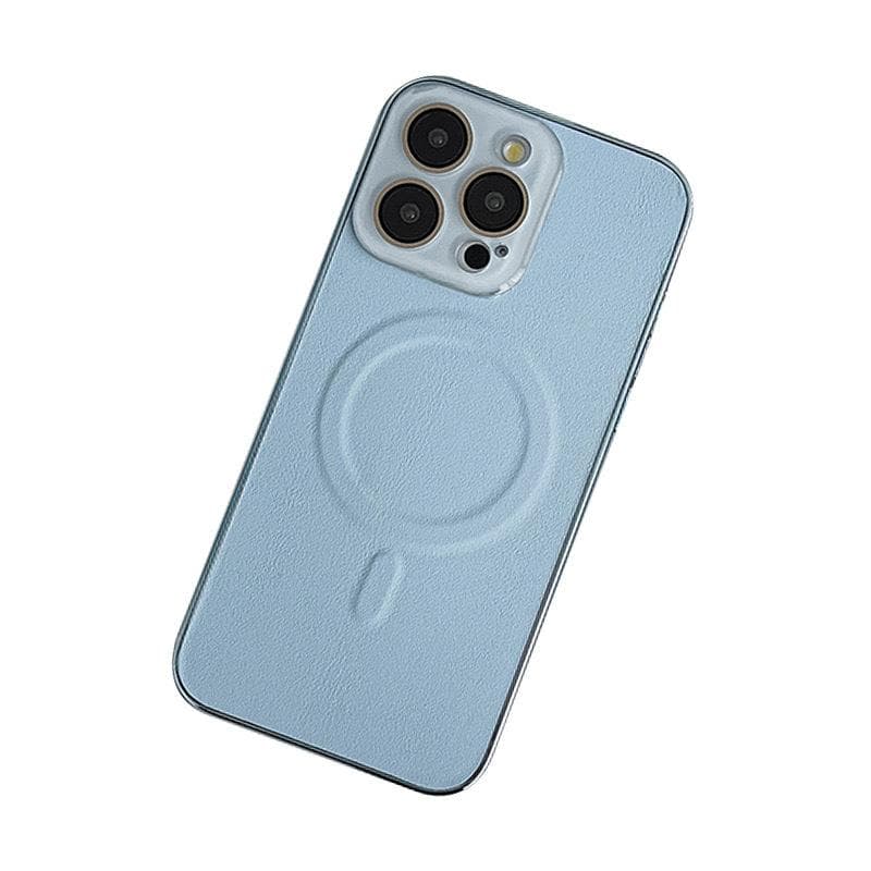 Suitable for IPhone15 Mobile Phone Chitin Leather Pattern Magnetic Suction Case 14 13 Pro Luxury High-end Hard Case with Lens Film Apple 15Plus