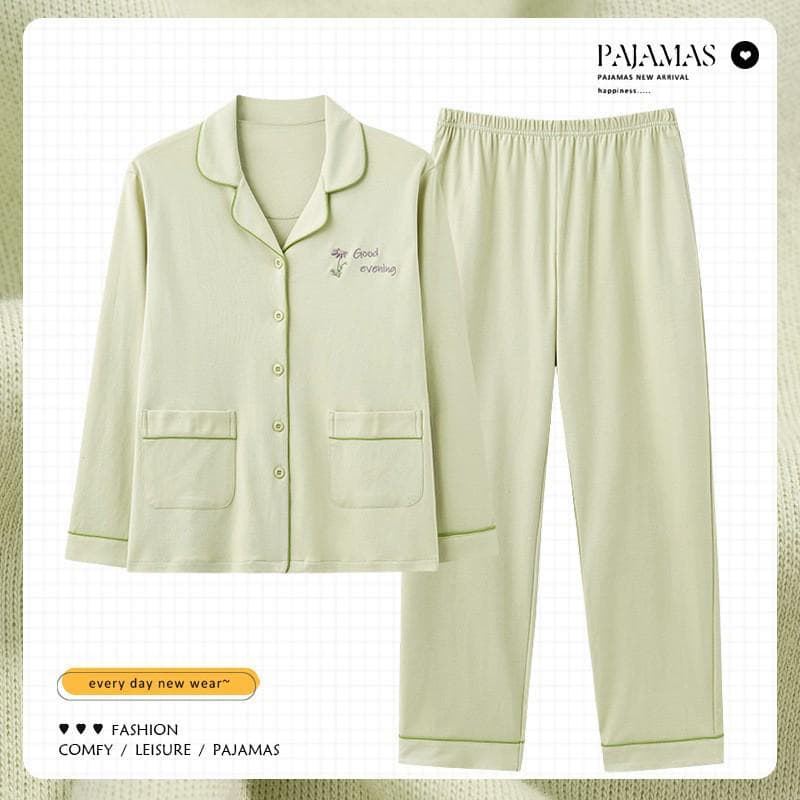 Women's 100% Cotton Pajamas: Thin, Loose, Long-Sleeved for Spring, Summer & Autumn - Wear Indoors or Out XL