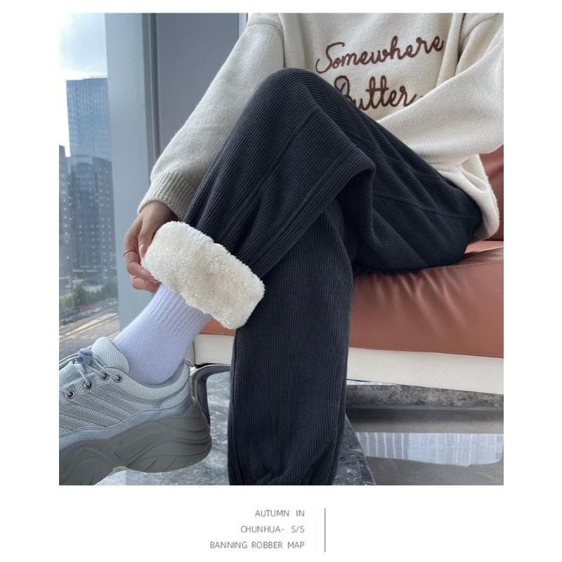 Lamb Wool Fleece Sweatpants Women's Casual Autumn and Winter New Versatile Thermal Pants Thickened Harlan Pants 2XL
