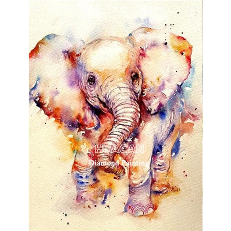 Diy Diamond Color Elephant Diamond Painting Full Round Drill Diamond Embroidery 20X30CM