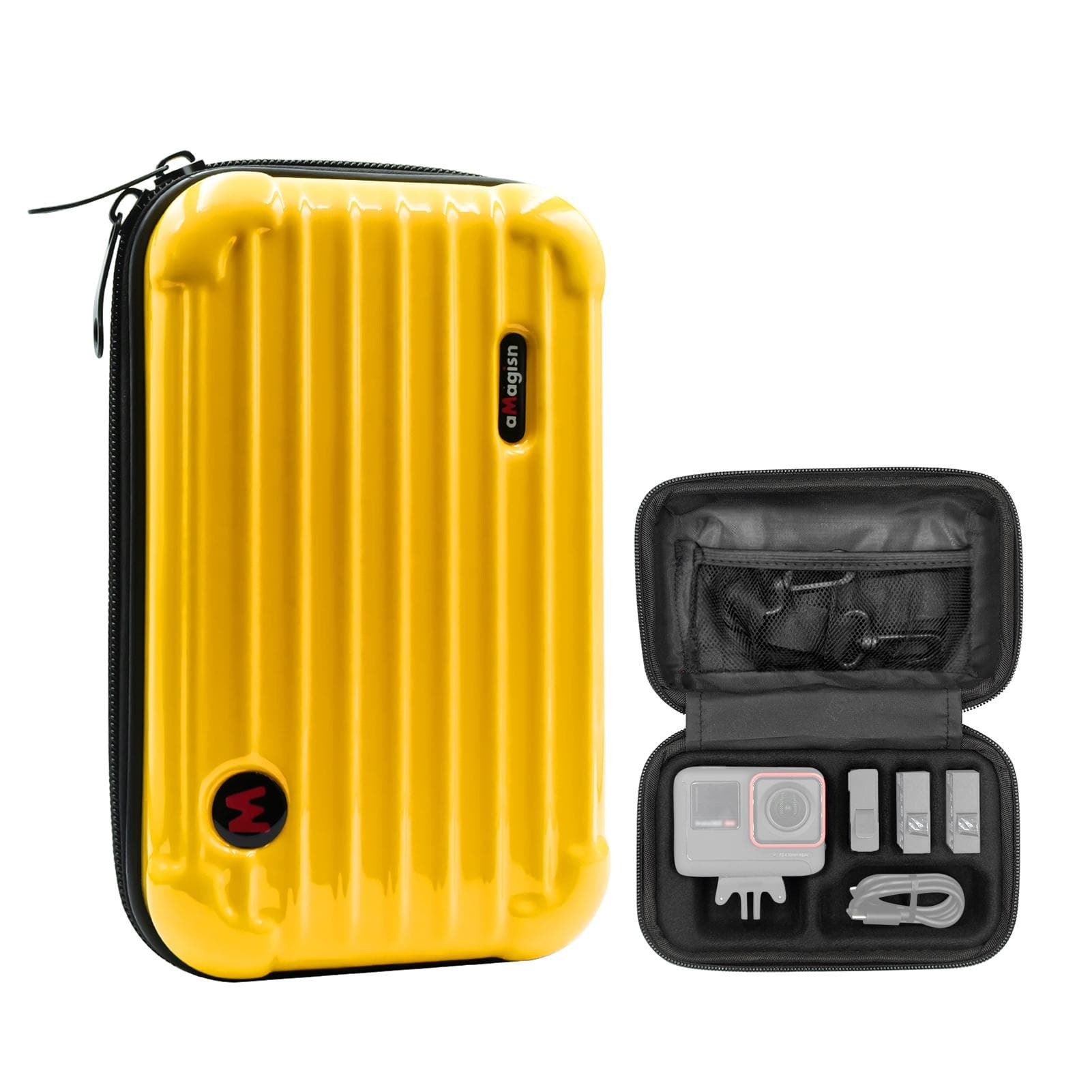 aMagisn AC03 Sports Camera Case Portable Storage Bag for Camera with Semi-open Design Detachable yellow