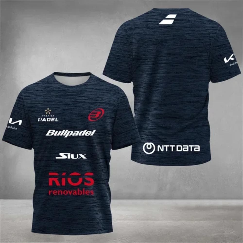 Padel tennis fan breathable quick drying T-shirt, men's tennis training top, 3D printed summer short sleeved clothing, round 4XL