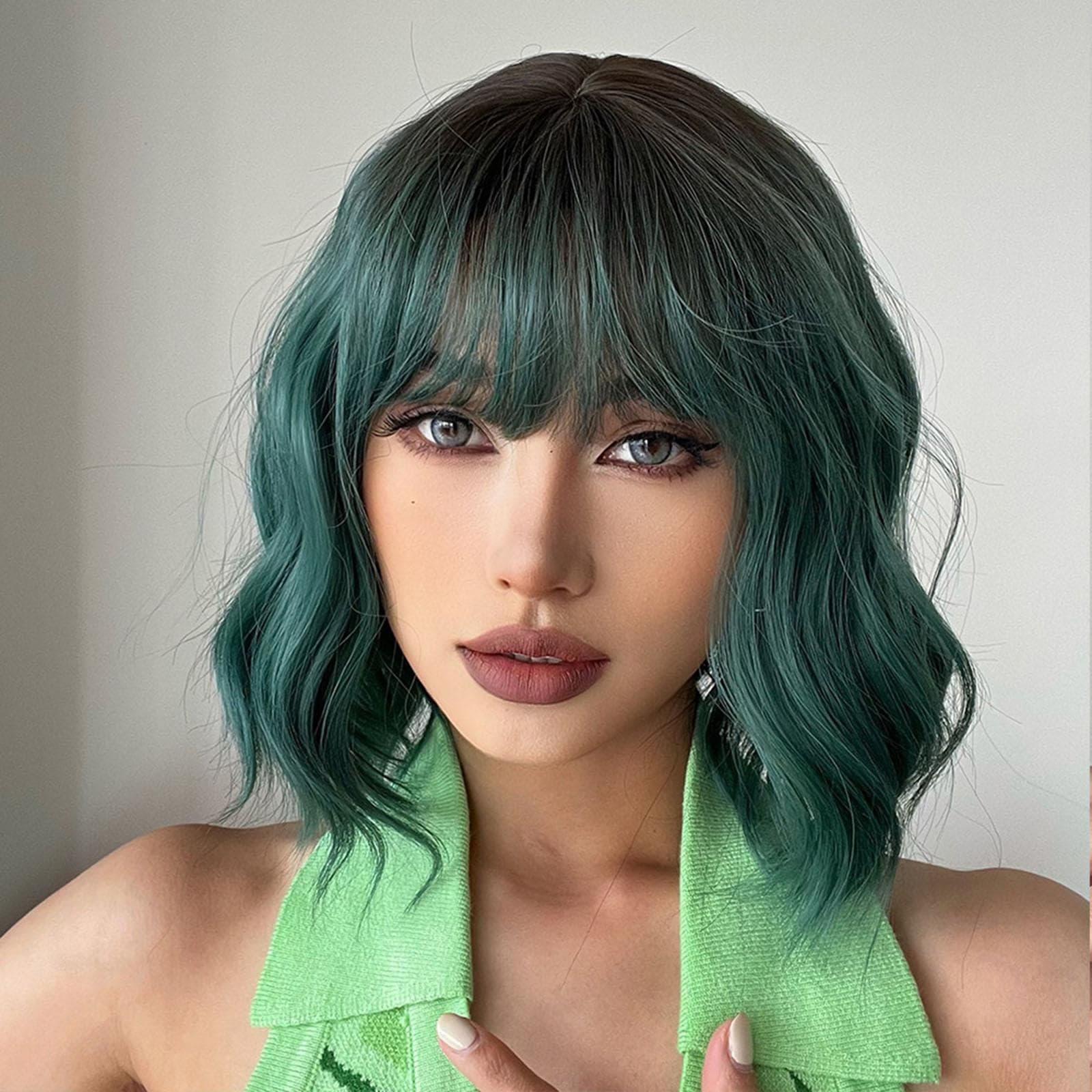 Hair Wigs with Bangs Short Bobo Hair Wig with Hair Net Heat Resistant Synthetic for Women Cosplay SS161-1