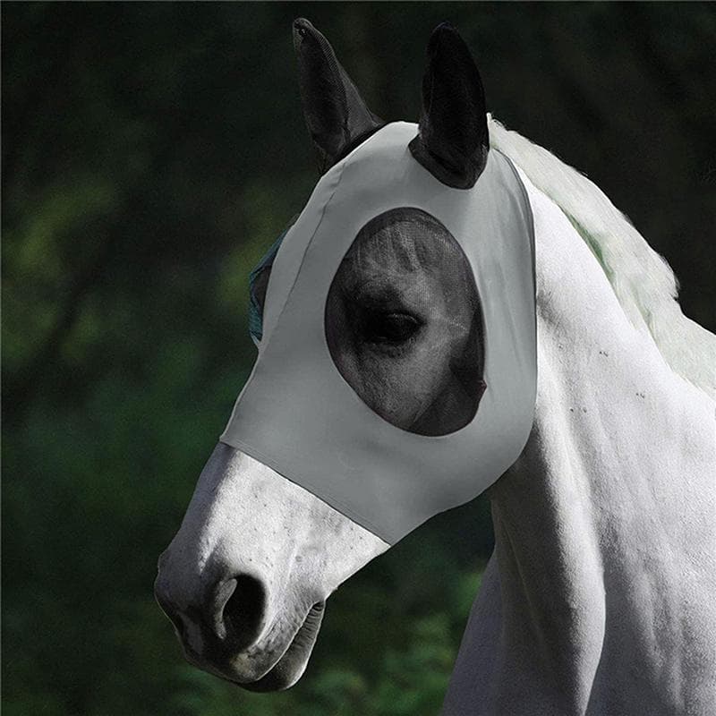 1Pcs Horse Mask Mosquito Fly Breathable Stretch Resistant Elastic Equestrian Supplies Riding Equipment grey
