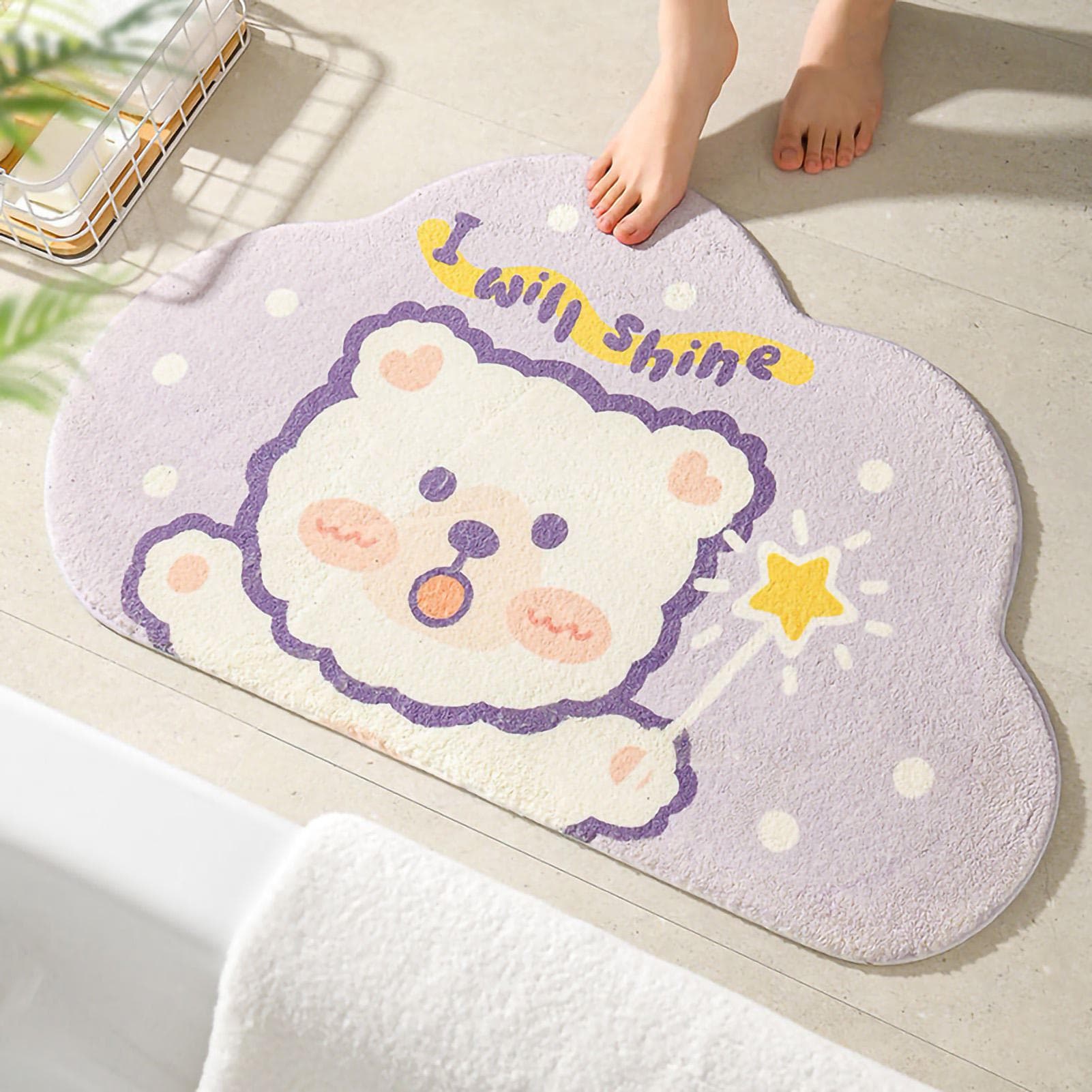Cute Bathroom Mat Minimalist Water Absorption Skid Resistant Bath Quick Dry Floor Mat for Home Good 40X60cm / 15.7x23.6in