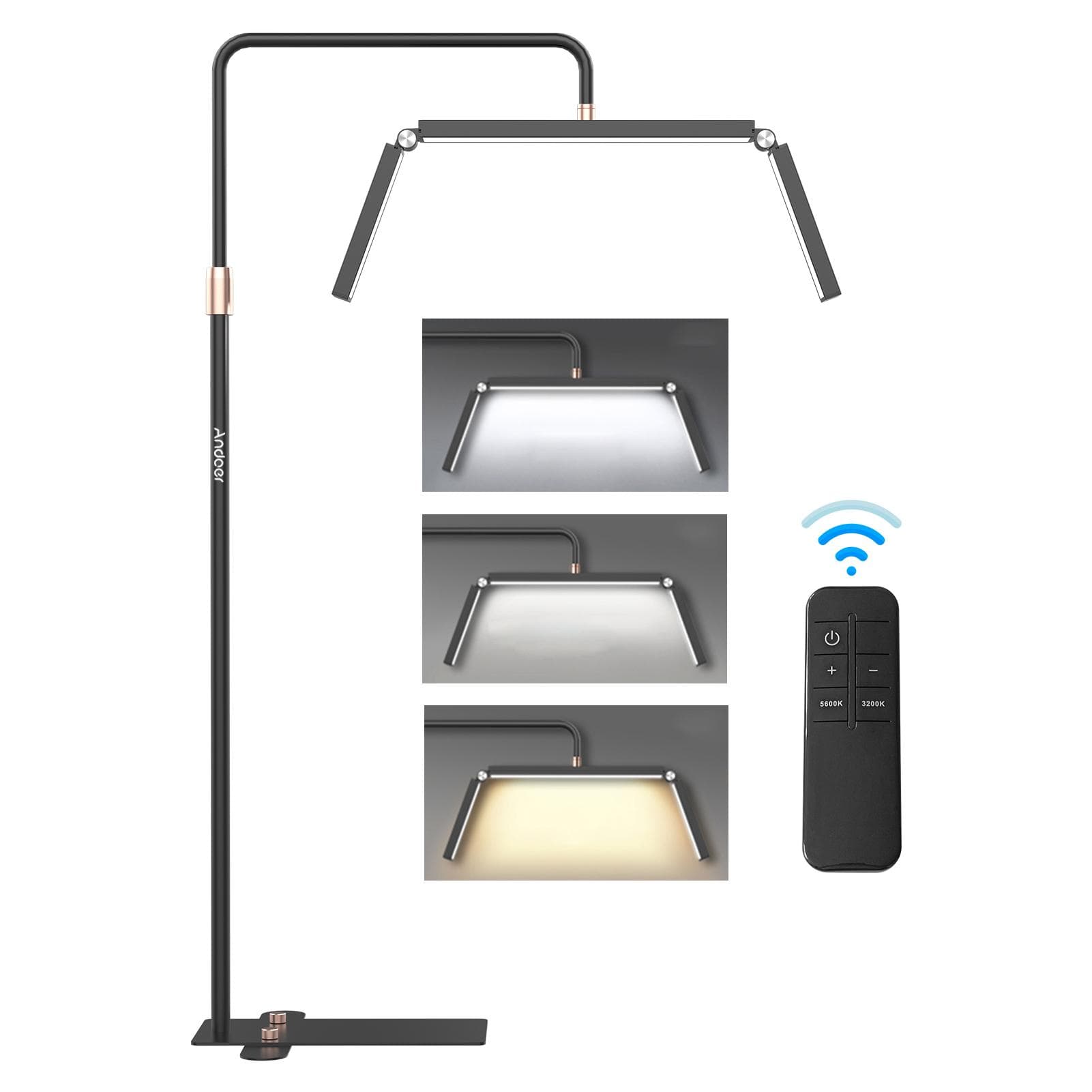 Andoer HD-M9X 40W Floor LED Video Light Foldable Fill Light Beauty Floor Moon Lamp 3200K-5600K UK Plug black