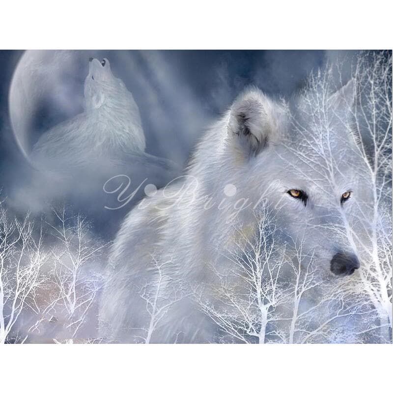 Diamond Painting Cross Stitch White Wolf Diy Diamond Embroidery Diamond Mosaic Picture Rhinestone 20X30CM