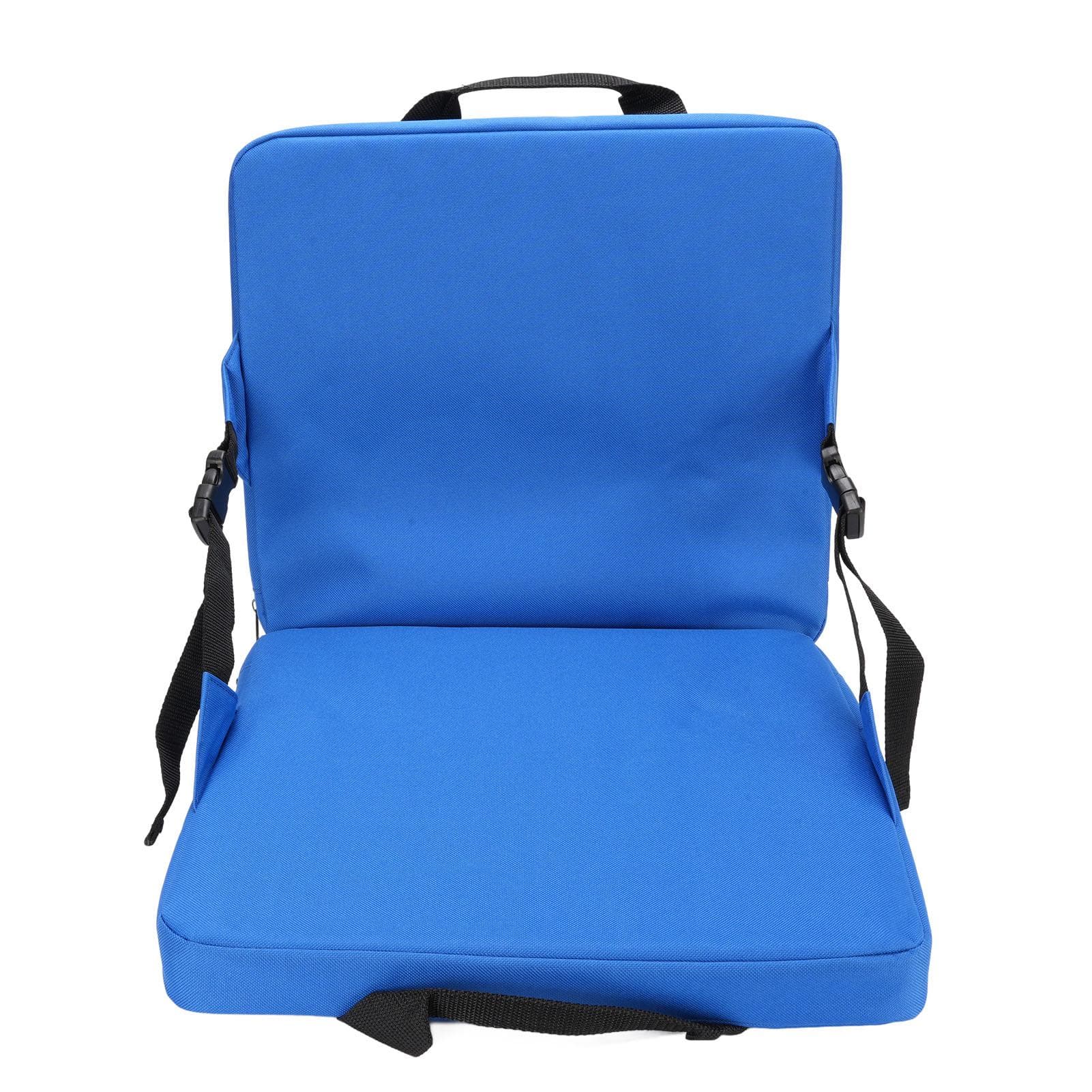 Folding Stadium Seat Cushion with Back Support Portable Handle Bleacher Cushion for Outdoor Blue