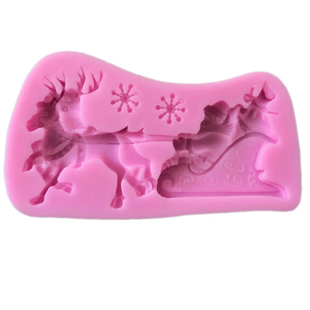 Christmas Santa Claus Sleigh Elk Cake Mold Silicone Decoration Mold Christmas Chocolate Biscuits