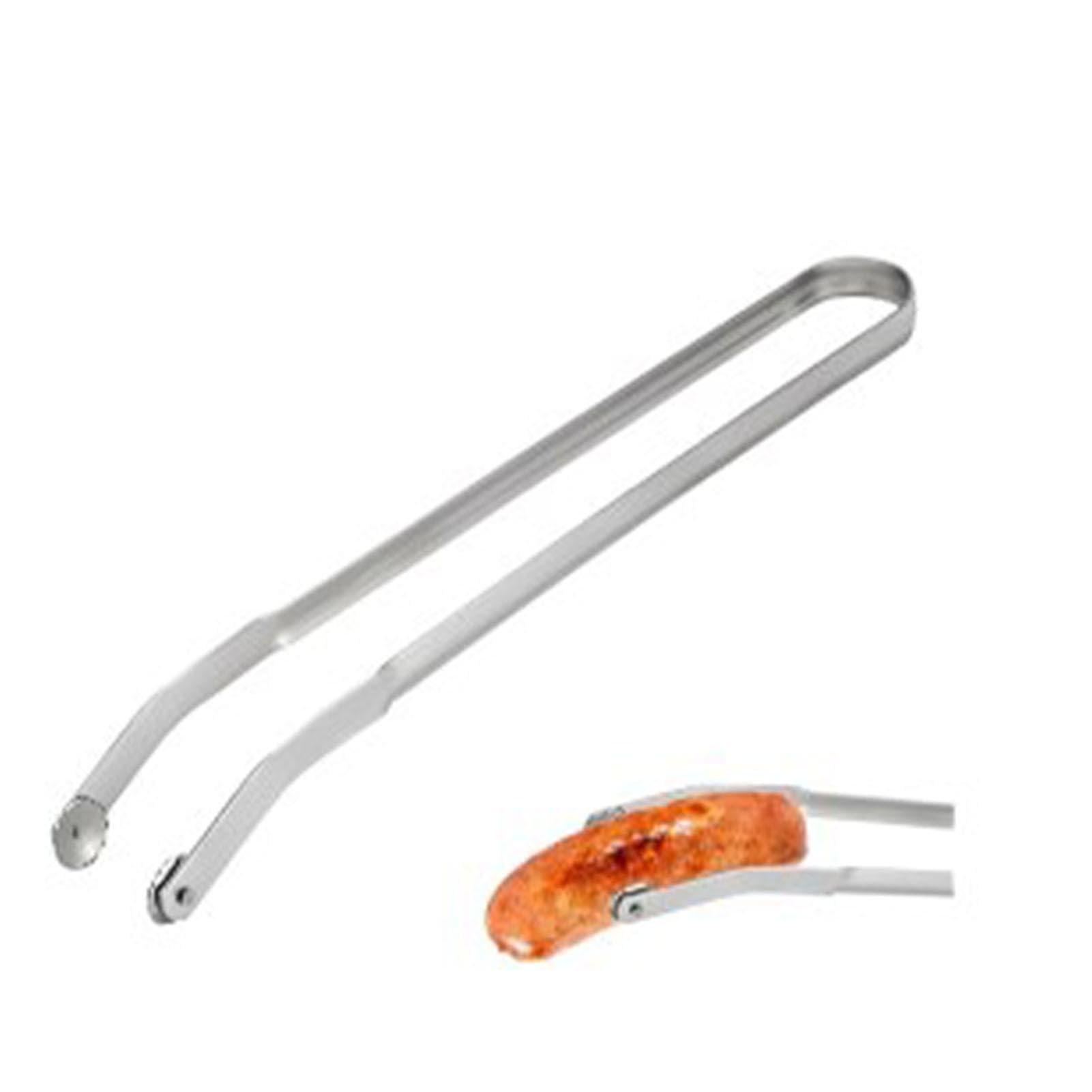 BBQ Sausage Turning Tongs Stainless Steel Long Handle BBQ Sausage Grill Tongs Kitchen Tongs for