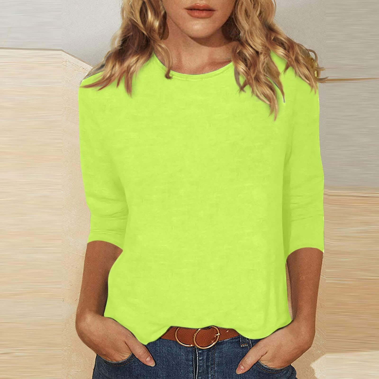 Women's Fashion Daily Versatile Casual O-Neck Three Quarter Sleeve Printed Top XXL