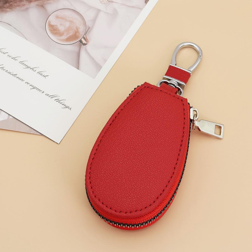Men PU Leather Key Bag Multifunctional Portable Key Storage Bag Women Lamb Pattern Key Pouch Keychain Organizer Wallet Pocket red