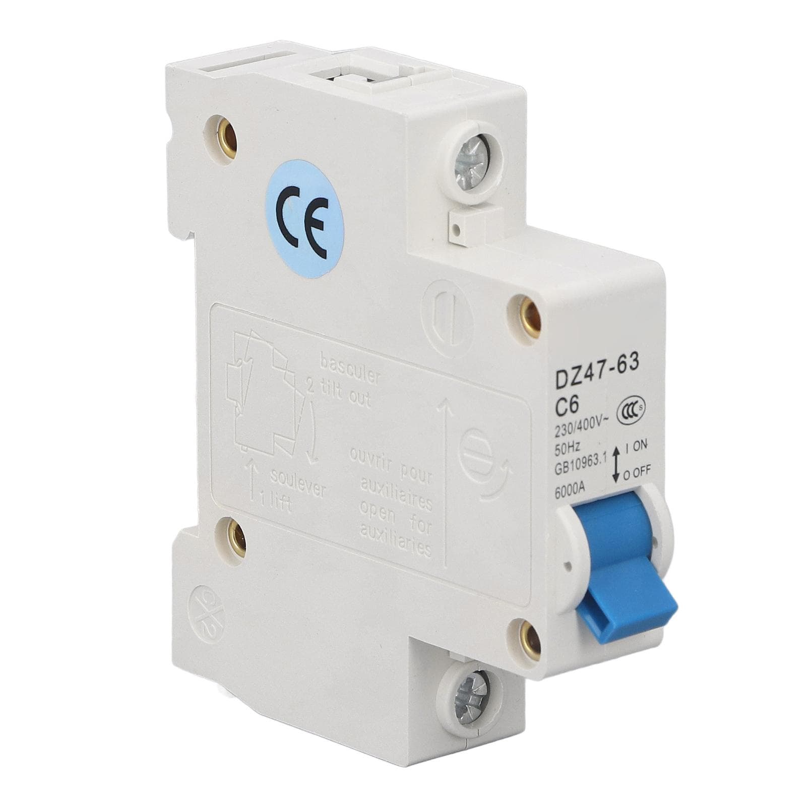 Circuit Breaker Mini 1P MCB DIN Rail Mount 6000A Breaking Capacity 230V 400V 6A for Home