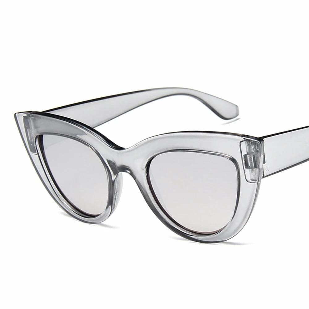 New Cat Eye Women Vintage Sunglasses Tinted Blue Lens Fashion UV Protection Stylish Retro Shades As Picture