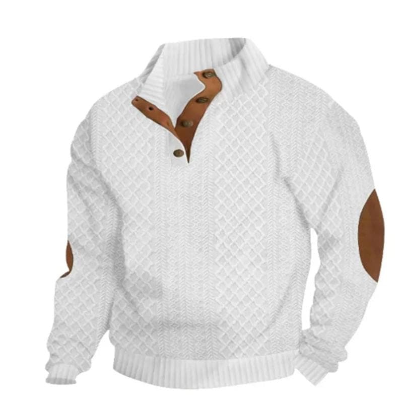 Men's Warm Stand-up Collar Sweater Loose Solid Color Outdoor Breathable Tactical Men's Tops New Fleece Warm Jacket S white