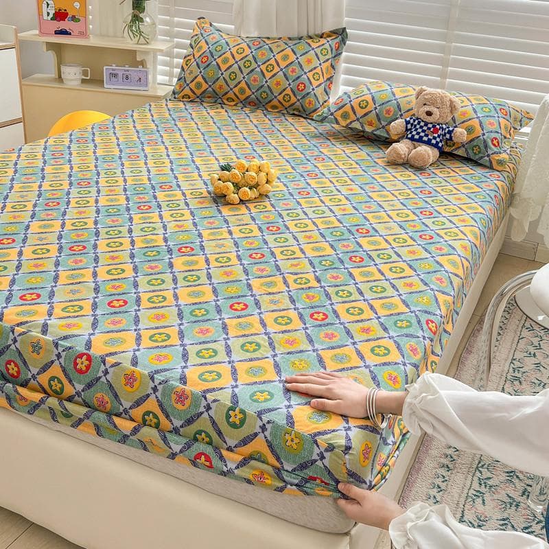1pc Queen Bed sheets with Elastic Band Adjusted Bed Cover Queen/King sabanas cama matrimonial Flower Printed Sheet No Pillowcase 90x200x28cm 1pc