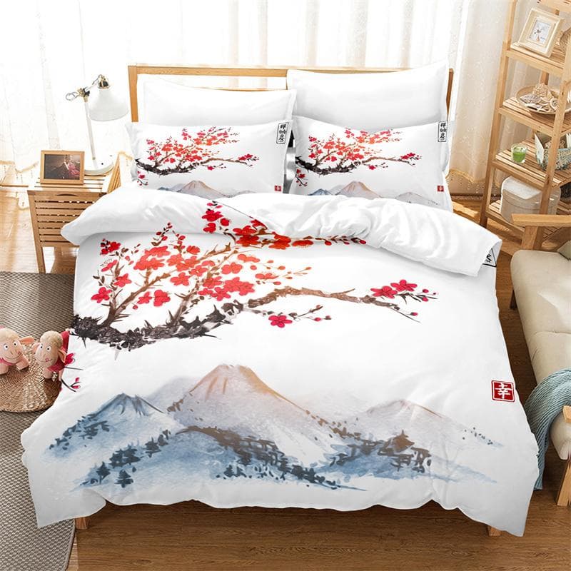 Bamboo Painting Duvet Cover Set Chinese Style Bedding Set Youth Linen Queen Size Bed Comforter Cover Set Fashion Bedding Set EU single(135x200cm)