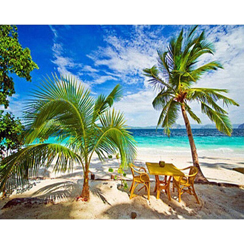 5D DIY Diamond Painting Beach & Coconut Trees Scenic Embroidery Full Round Diamond Cross Stitch 20X30CM