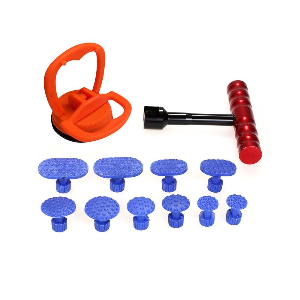 Paintless Dent Repair Tools Kit 1Pcs Red Dent Puller Removal Tool with 10Pcs Plastic Glue Tabs and red