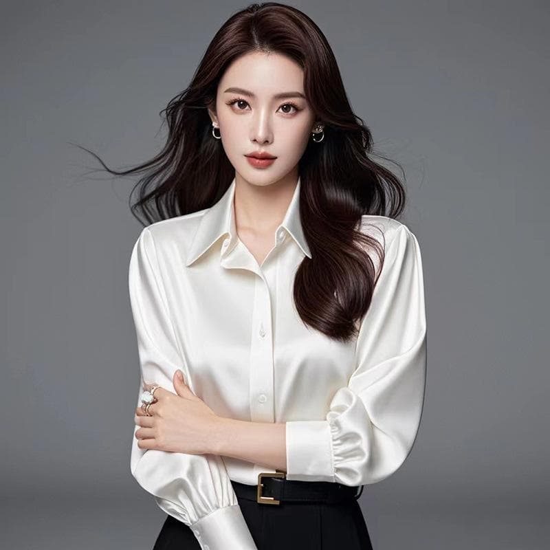 Autumn New Shirt Women's Long-sleeved Versatile Professional Loose Dress Shirt White 3XL white