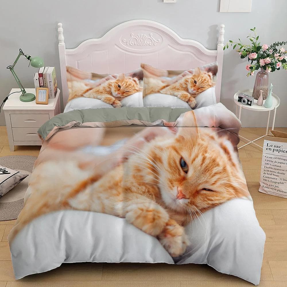 3D Printed Cute kitten Pet Cat Bedding Set Boys Girls Twin Queen Size Duvet Cover Pillowcase Bed Kids Adult Home Textileextile US Queen 228x228cm