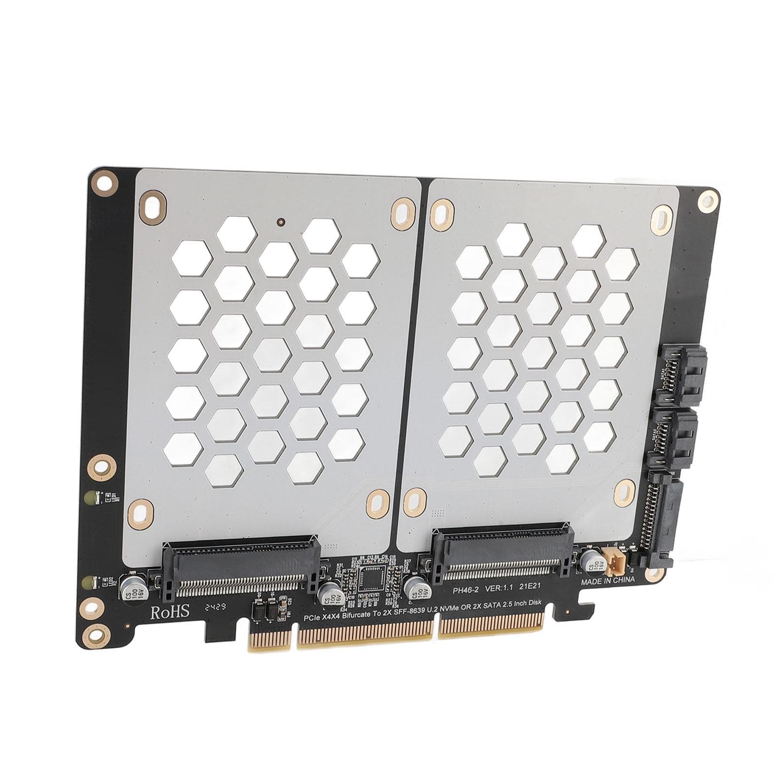 PCIE U.2 X8 Dual SSD Adapter Card SFF8639 PCIE4.0 Split Card Support U.2 NVME 2.5 Inch Hard Drive