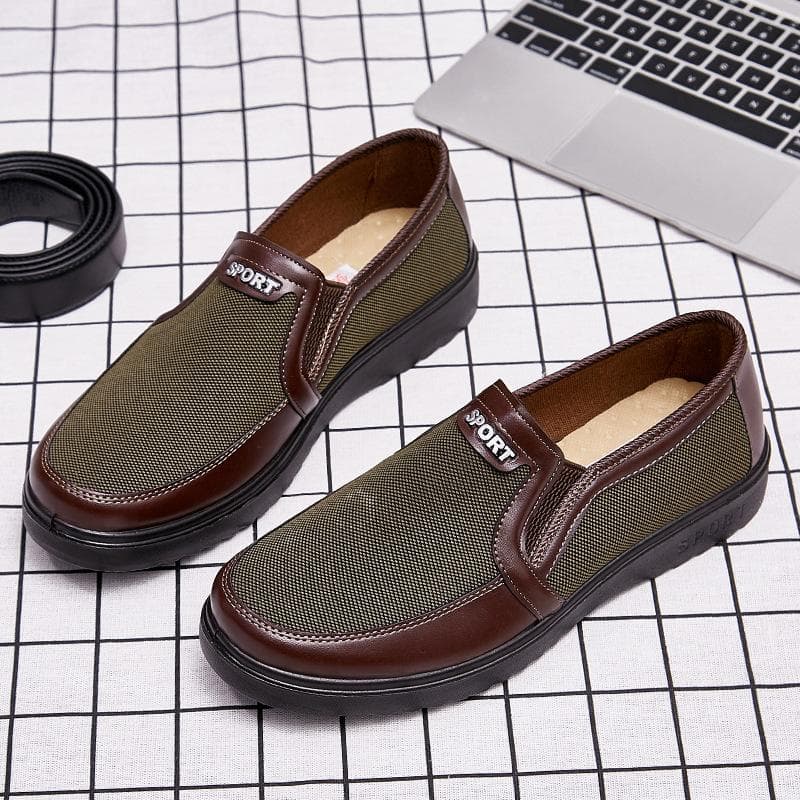 Large Size Men's Shoes New Old Beijing Polyurethane Non-slip Casual Shoes Flat Middle-aged and Elderly Dad Shoes Large Size 47 brown