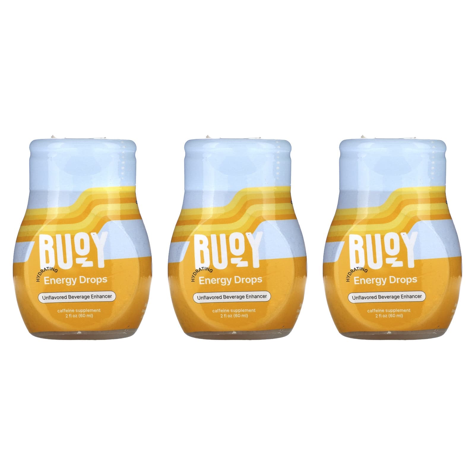 Buoy Hydration, Hydrating Energy Drops, Beverage Enhancer, Unflavored, 3 Pack, 2 fl oz (60 ml) Each