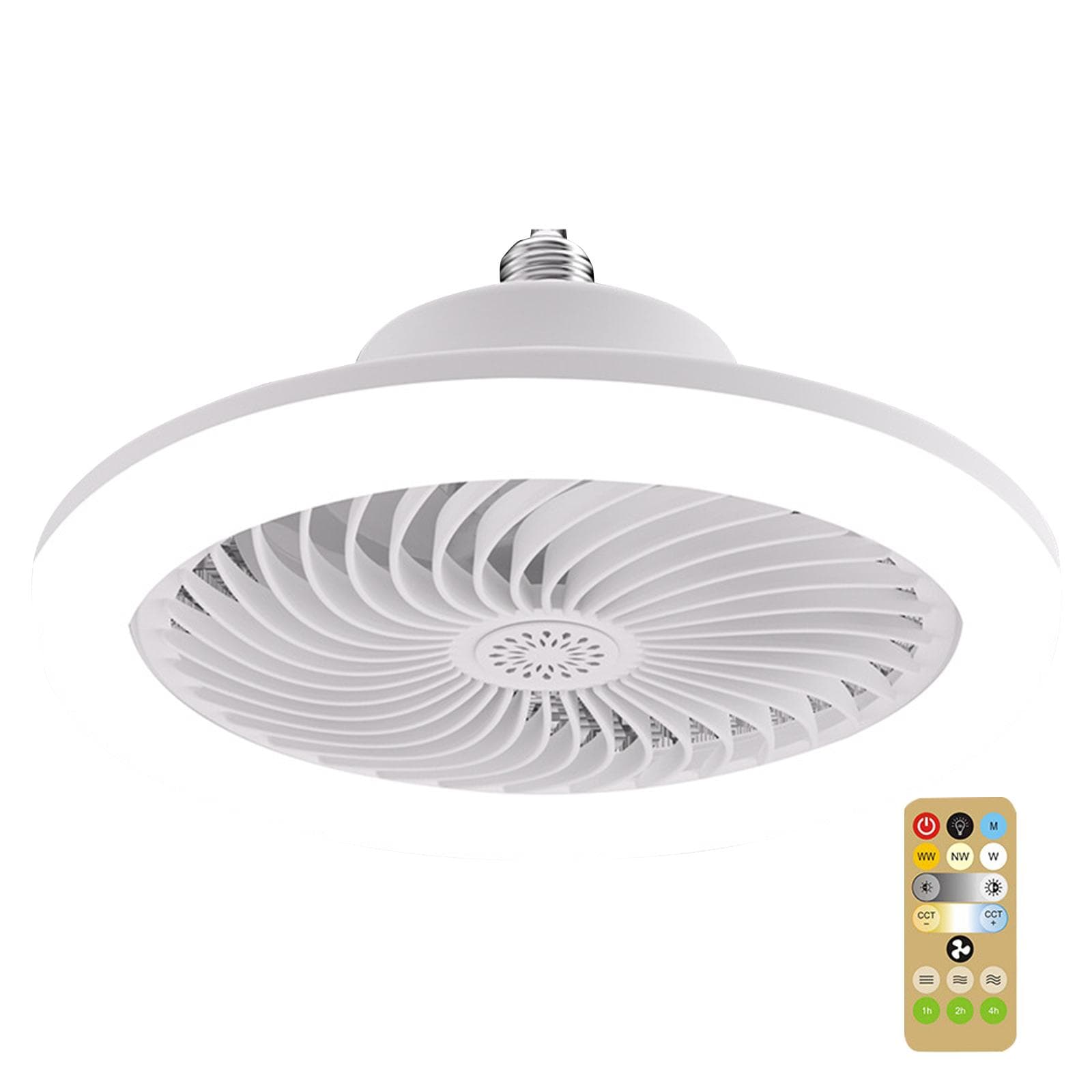 Intelligent remote control LED large wind fan light E27 screw dimmable bedroom aromatherapy white