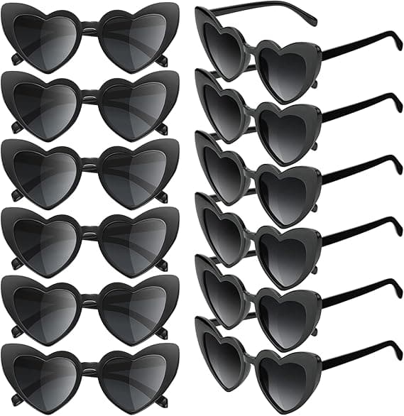 12 Pair Heart Shaped Sunglasses for Daily Use for Women Color Heart Eyeglasses Halloween Party Favor Christmas decorations