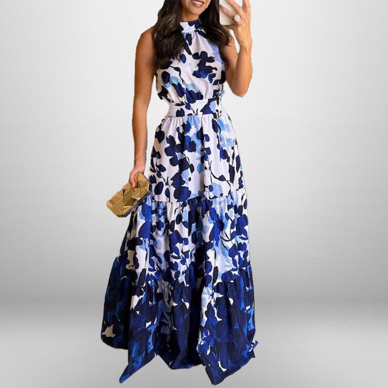 Spring New Women's Clothing, Personalized and Stylish Sleeveless Printed Long Dress 3XL